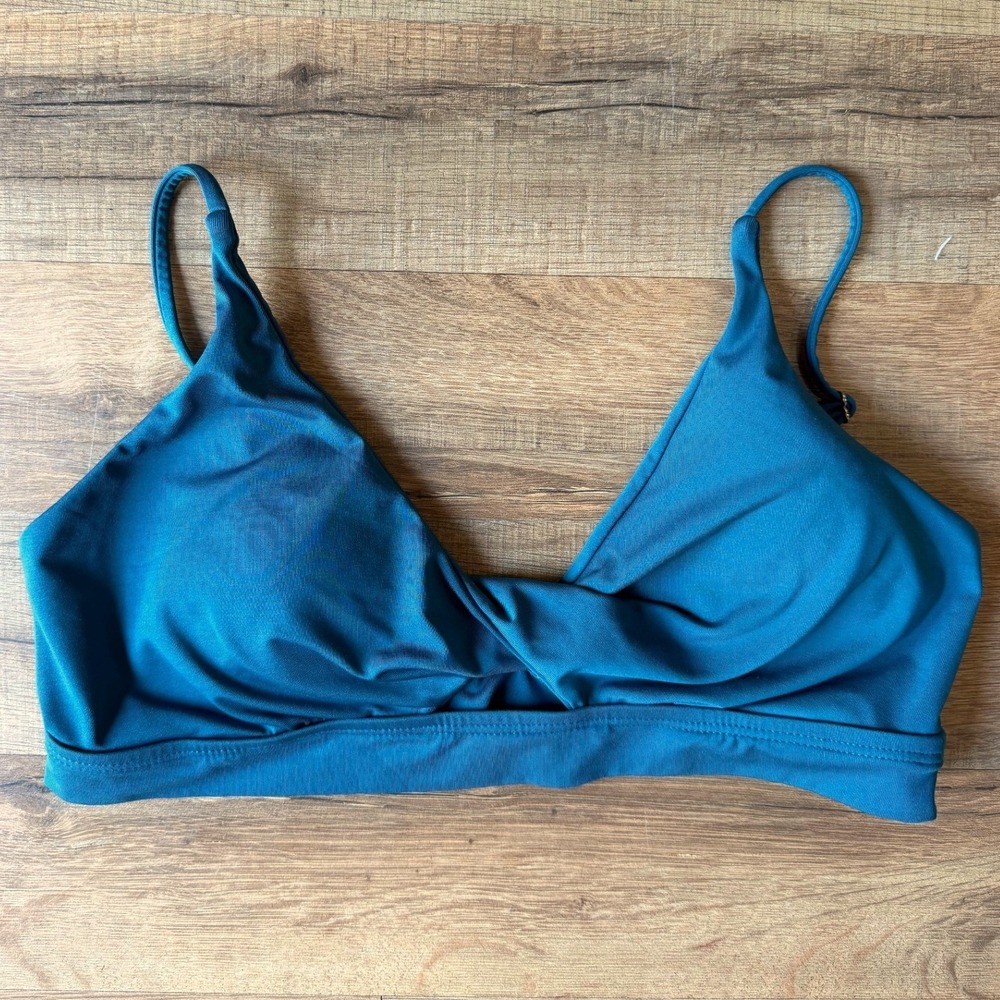 Carve Designs Elba Bikini Top Teal Blue Twisted Front Adjustable Straps Medium